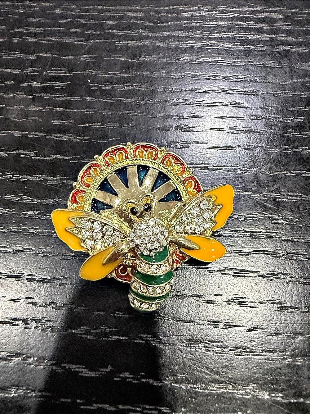 Floral Rhinestone Enamel Brooch